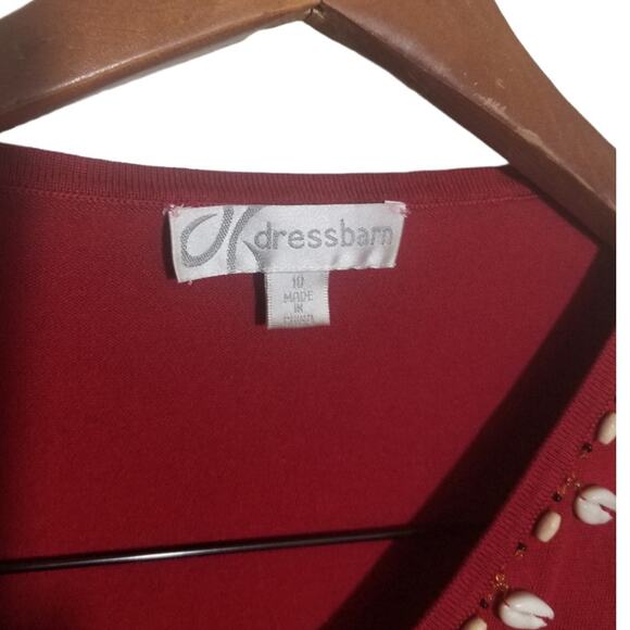 VNTG Dress Barn Red Spun Silk Blend Tank Top Size 10 Seashell Trim Nautical - Picture 4 of 9